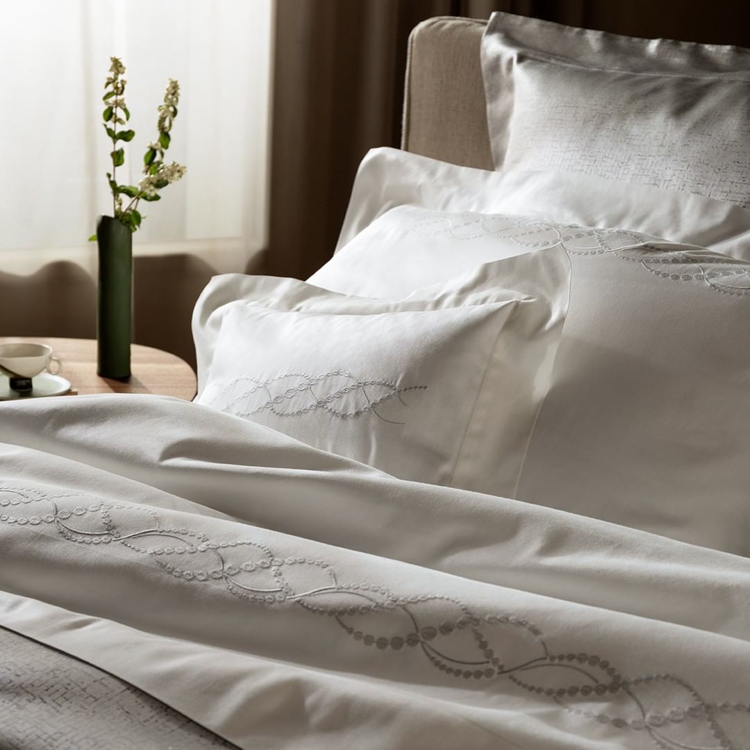 Frette Pearls Embroidered sheet set