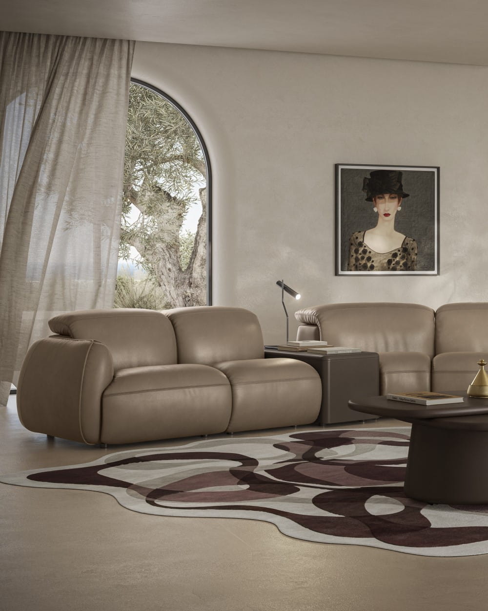 3289 MINDFUL SECTIONAL SOFA WITH INSERT CABINET DRAWER